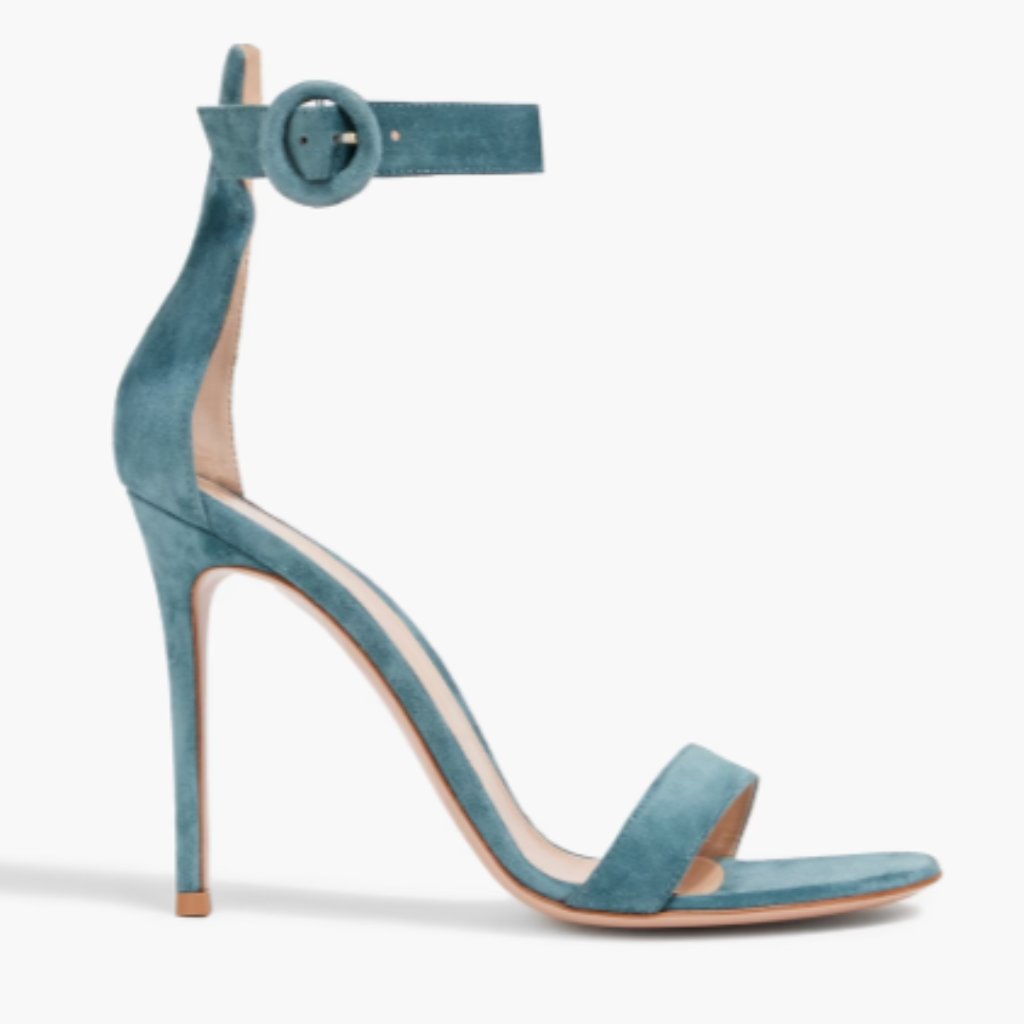 Gianvito Rossi Portofino 70 Suede Sandals 385  Slate Blue  Brand New
